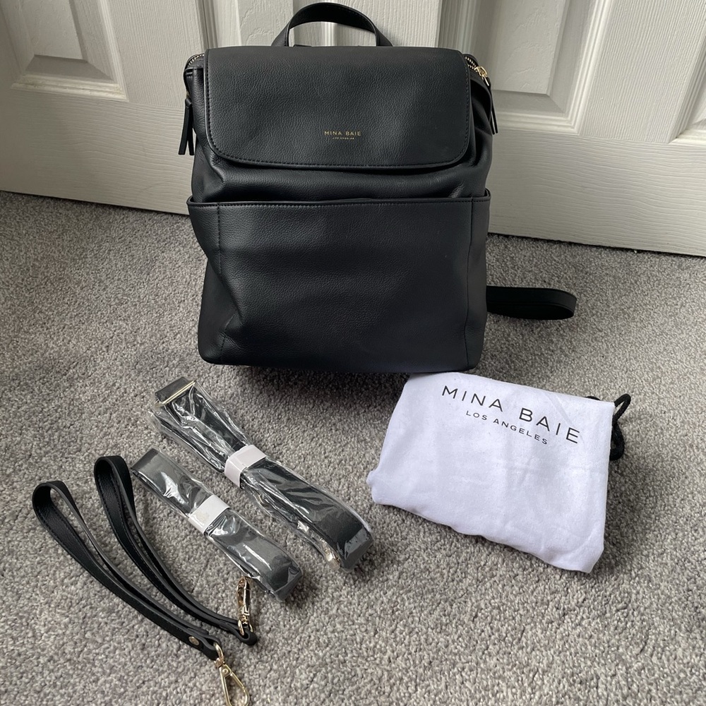Mina Baie Vegan Black Mini Kinney Diaper Bag